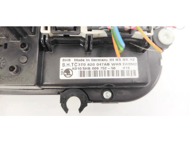 Блок управления климат-контролем 3T0820047AB, 5HB00975250   Skoda Yeti (5L)
