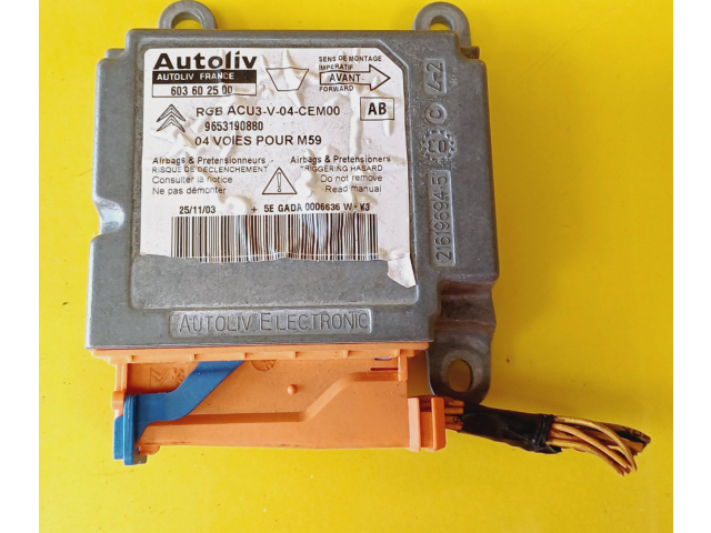 Блок подушек безопасности 9653190880, 603602500 Citroen Berlingo