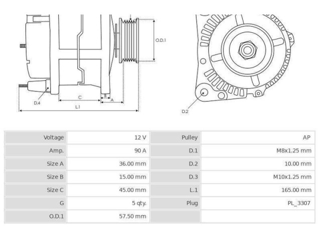 Генератор 37300-03350, 37300-03355 Hyundai i10