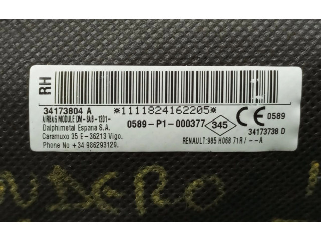 Подушка безопасности в сиденье 985H06871R, 34173804A Dacia Sandero
