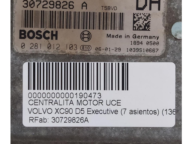 Блок управления двигателем Блок управления 30729826A   Volvo XC90