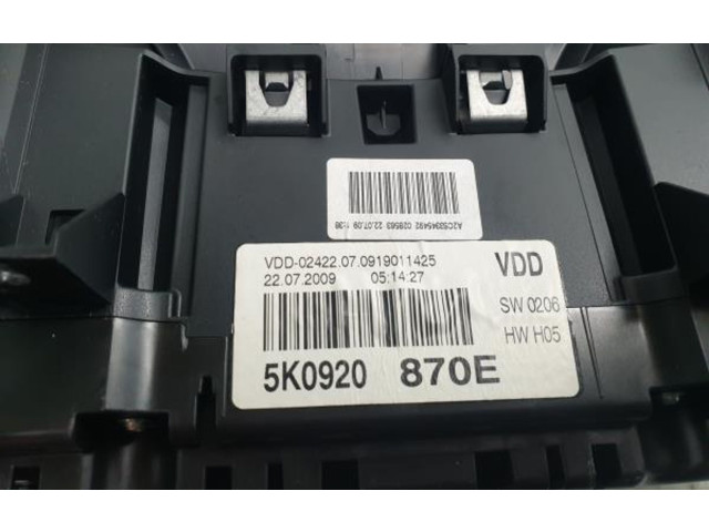 Панель приборов 5K0920870E, 193487KMS Volkswagen Golf VI