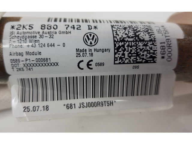 Боковая подушка безопасности 2K5880742D, 2K5880742D   Volkswagen Caddy