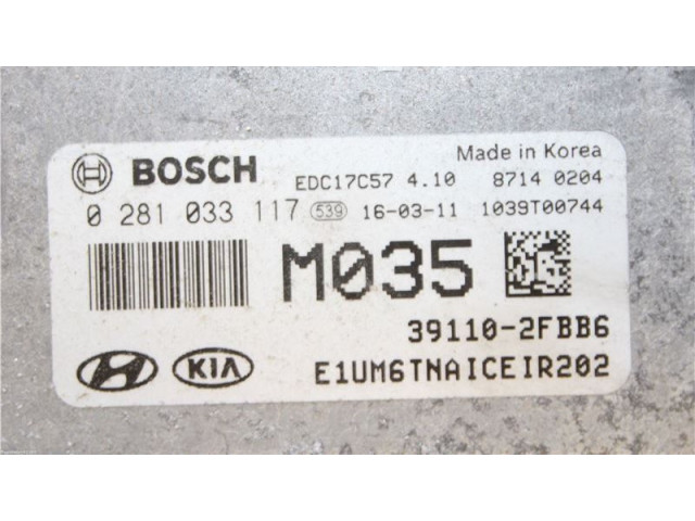 Блок управления впрыском 391102FBB6, 0281033117 KIA Sorento
