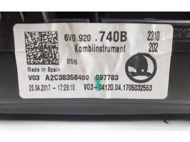 Панель приборов 6V0920740B Skoda Fabia Mk3 (NJ)