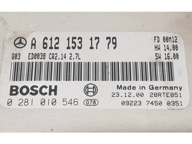 Řídící jednotka A6121531779, 0281010546 Mercedes-Benz ML W163 2001