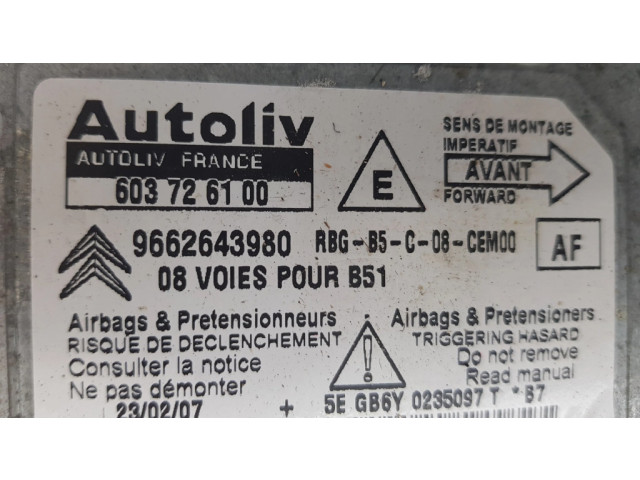 Блок подушек безопасности 603726100, 9662643980   Citroen C4 I