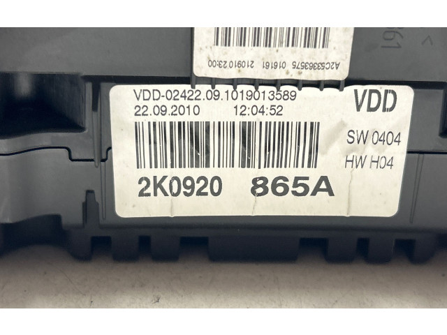Přístrojová deska  Volkswagen Caddy 2012 VDD02422, 2K0920865A  