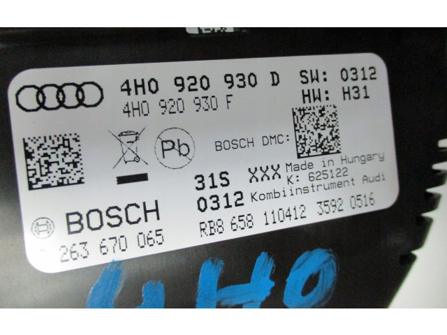 Přístrojová deska  Audi A8 S8 D4 4H 2010 4H0920930D  