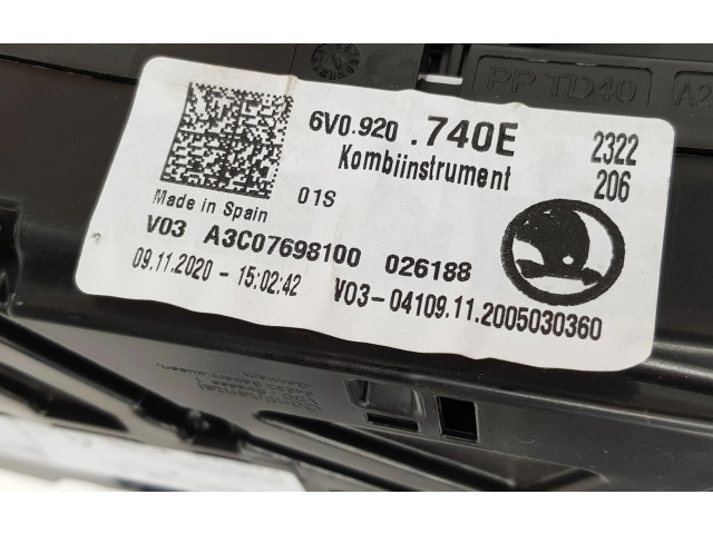 Панель приборов 6V0920740E, 6V0920740E   Skoda Fabia Mk3 (NJ)       