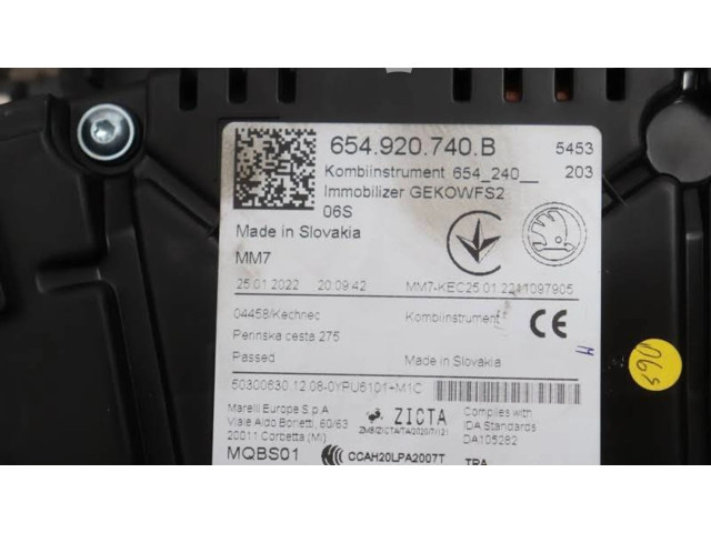 Панель приборов 654920740B   Skoda Fabia Mk4 (6VA)       