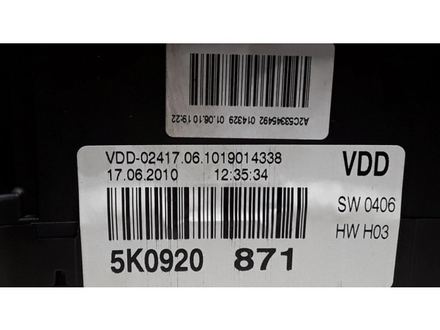 Панель приборов 5K0920871   Volkswagen Golf VI       