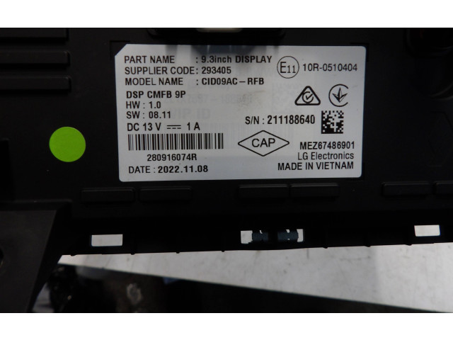 Дисплей    280916074R, 10R0510404   Renault Clio V