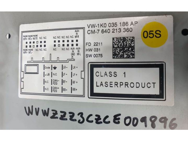 Радио/ проигрыватель CD/DVD / навигация 1K0035186AP Volkswagen Passat Alltrack 2011