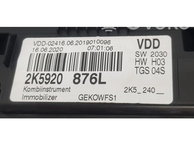Přístrojová deska  Volkswagen Caddy 2020 2K5920876L, 2K5920876L  