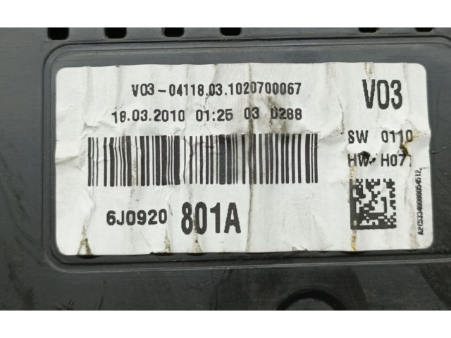 Панель приборов 6J0920801A, A2C53349080 Seat Ibiza I (021A)