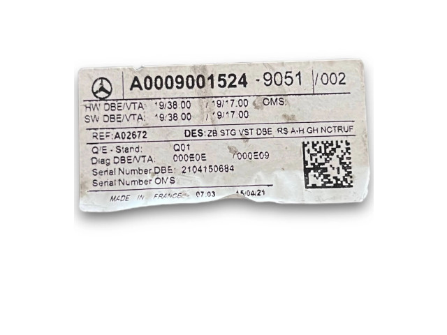 Блок комфорта NR216, A0009001524   Mercedes-Benz GLB x247   
