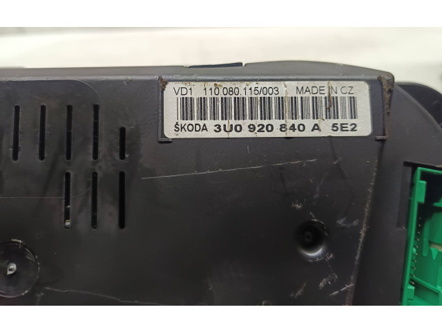 Панель приборов 3U0920840A, 110080115 Skoda Superb B5 (3U)