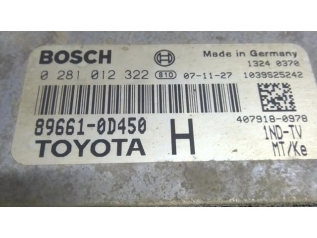 Řídící jednotka 896610D450, 0281012322 Toyota Yaris 2008