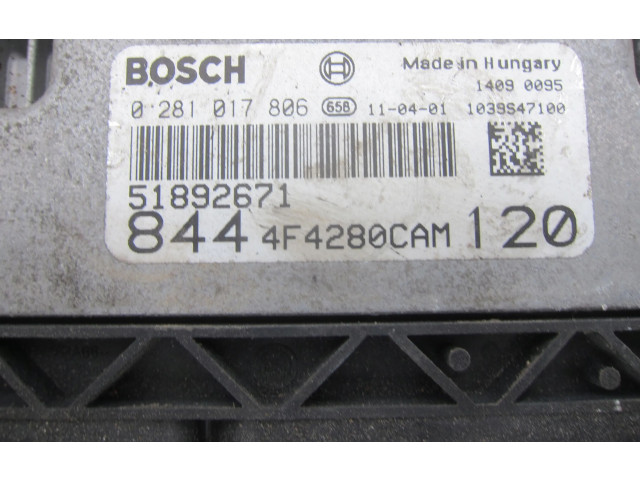 Блок управления двигателя 51892671, 0281017806 Lancia Delta III