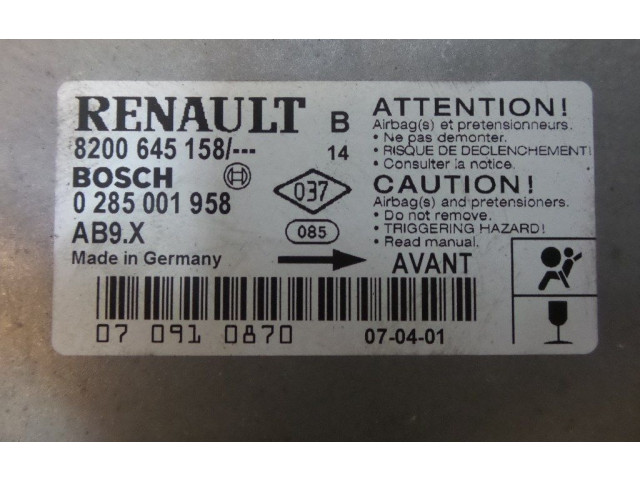 Блок подушек безопасности 8200645158, 0285001958   Renault Clio III