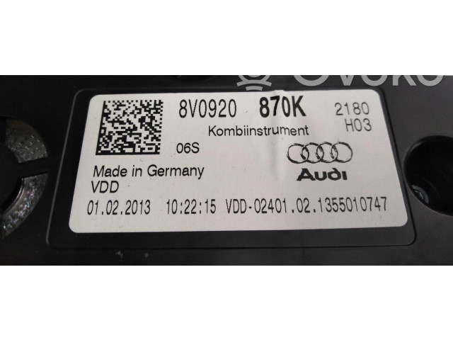 Панель приборов 8V0920870K   Audi A3 S3 8V       