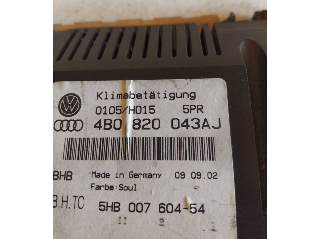 Блок управления климат-контролем 4B0820043AJ, 5HB00760454   Audi A6 S6 C5 4B