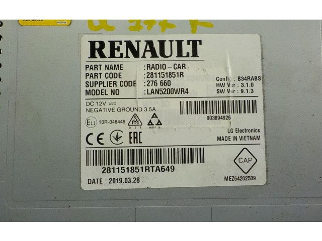 Рулевая рейка Блок управления HiFi audio 281151851R, 281151851R Dacia Lodgy - года