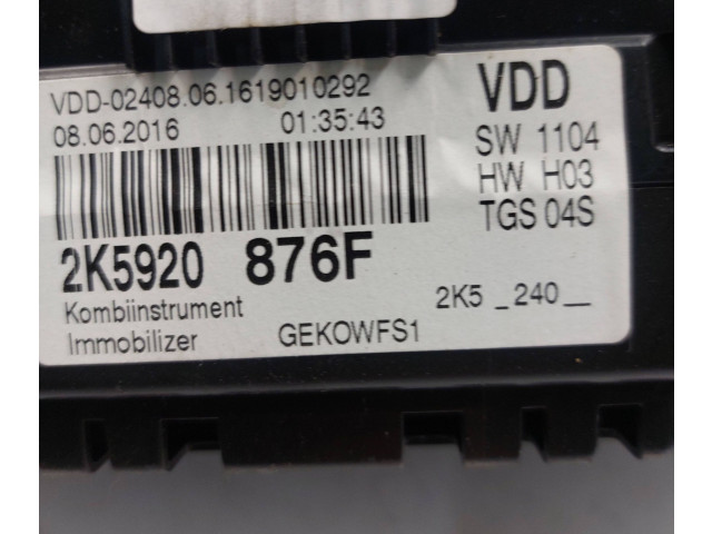 Přístrojová deska Volkswagen Caddy 2018 2K5920876F, A6119010292