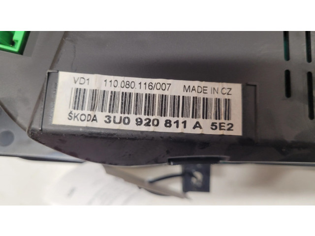Панель приборов 3U0920811A, 110080116   Skoda Superb B5 (3U)       