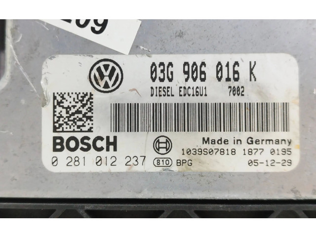 Блок управления двигателя 03G906016K, 1039S07818 Skoda Octavia Mk2 (1Z)