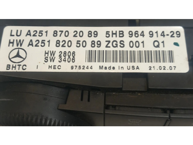 Блок управления климат-контролем A2518702089, 2518702089   Mercedes-Benz ML W164
