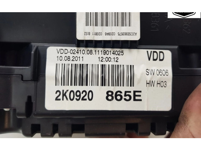 Přístrojová deska Volkswagen Caddy 2012 2K0920865E, 2K0920865E
