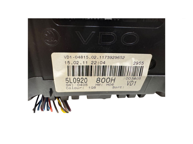 Панель приборов 5L0920800H, 1173929652 Skoda Yeti (5L)