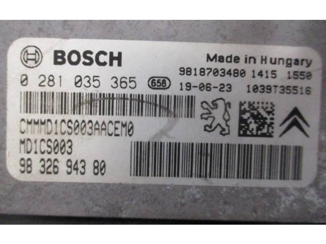 Комплект блоков управления 0281035365, 9832694380 Citroen C3 Aircross