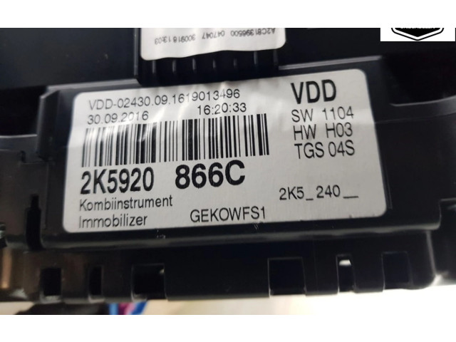 Přístrojová deska Volkswagen Caddy 2017 2K5920866C, 2K5920866C
