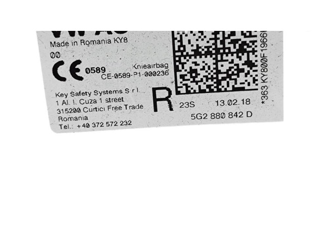 Подушка безопасности для колен 5G2880842D Skoda Octavia Mk3 (5E)