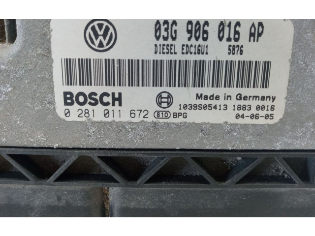 Блок управления двигателя 03G906016AP, 0281011672   Volkswagen Golf SportWagen
