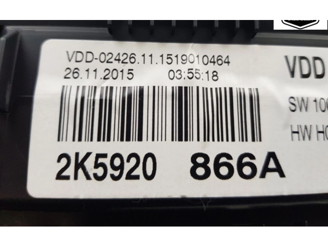 Přístrojová deska Volkswagen Caddy 2016 2K5920866A, 2K5920866A