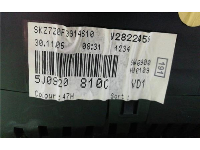 Панель приборов 5J0920810C, 5J0920810C   Skoda Roomster (5J)       