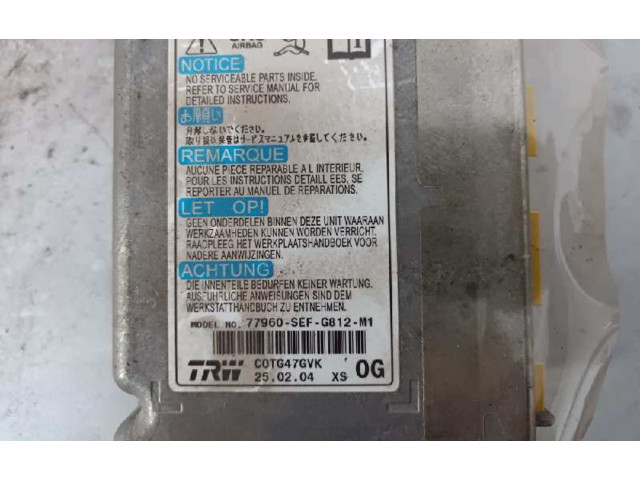 Блок подушек безопасности 77960SEFG812M1   Honda Accord