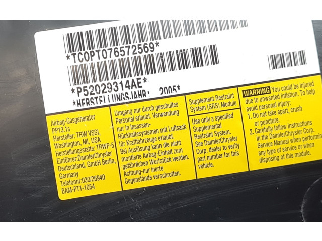 Подушка безопасности пассажира P52029314AE, 30368769B Jeep Wrangler