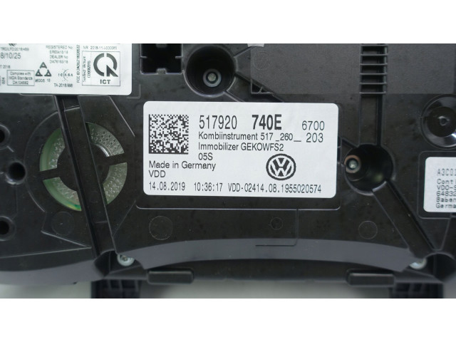 Панель приборов 517920740E, 517920740E Volkswagen Golf Sportsvan