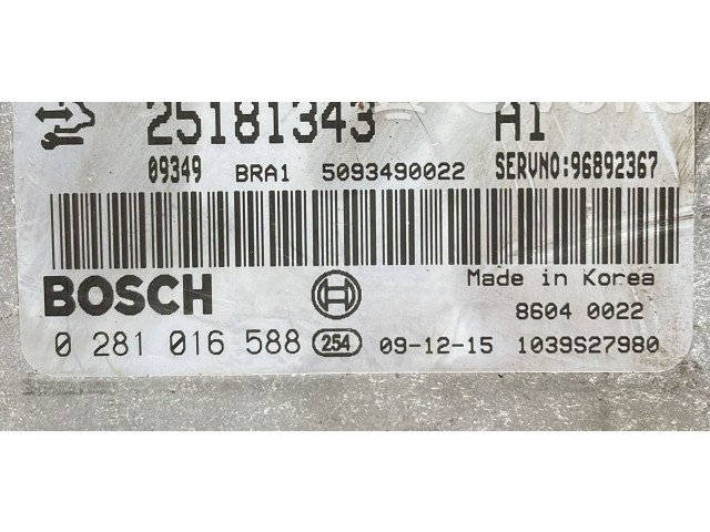 Комплект блоков управления 0281016588, 0281016588   Chevrolet Captiva