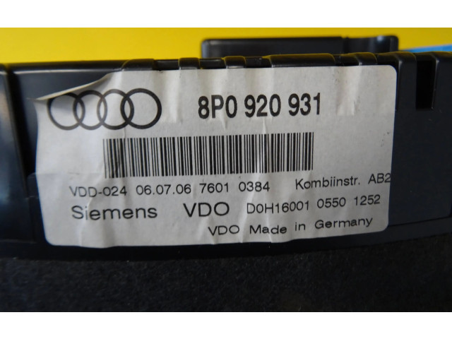 Панель приборов 8P0920931 Audi A3 S3 8P