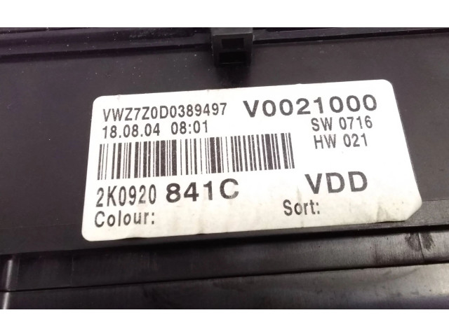 Přístrojová deska Volkswagen Caddy 2005 2K0920841C