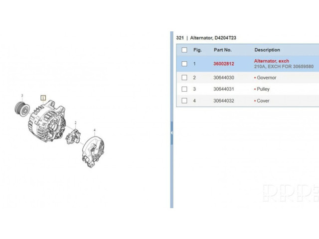 Генератор 11404121, 31419101   Volvo XC90 2.0     