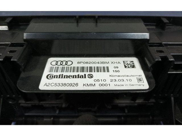 Блок управления климат-контролем 8P0820043BM, 8P0820043BM   Audi A3 S3 A3 Sportback 8P