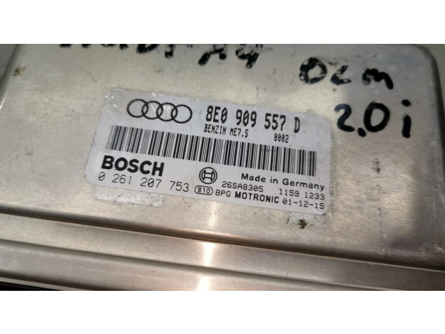 Блок управления двигателя 8E0909557D, 0261207753   Audi A4 S4 B6 8E 8H