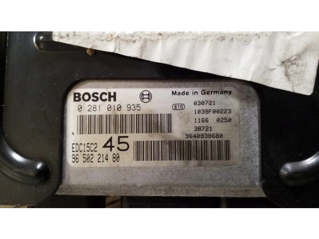 Řídící jednotka 9650221480, 0281010935 Peugeot 307 2003